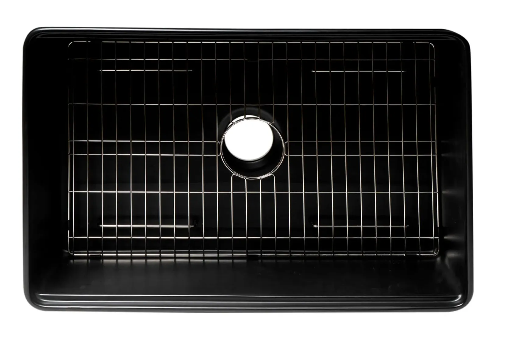 ALFI brand 30" Fireclay Workstation Farmhouse Step Rim Sink with Accessories, Black Matte, No Faucet Hole, ABFS3020-BM
