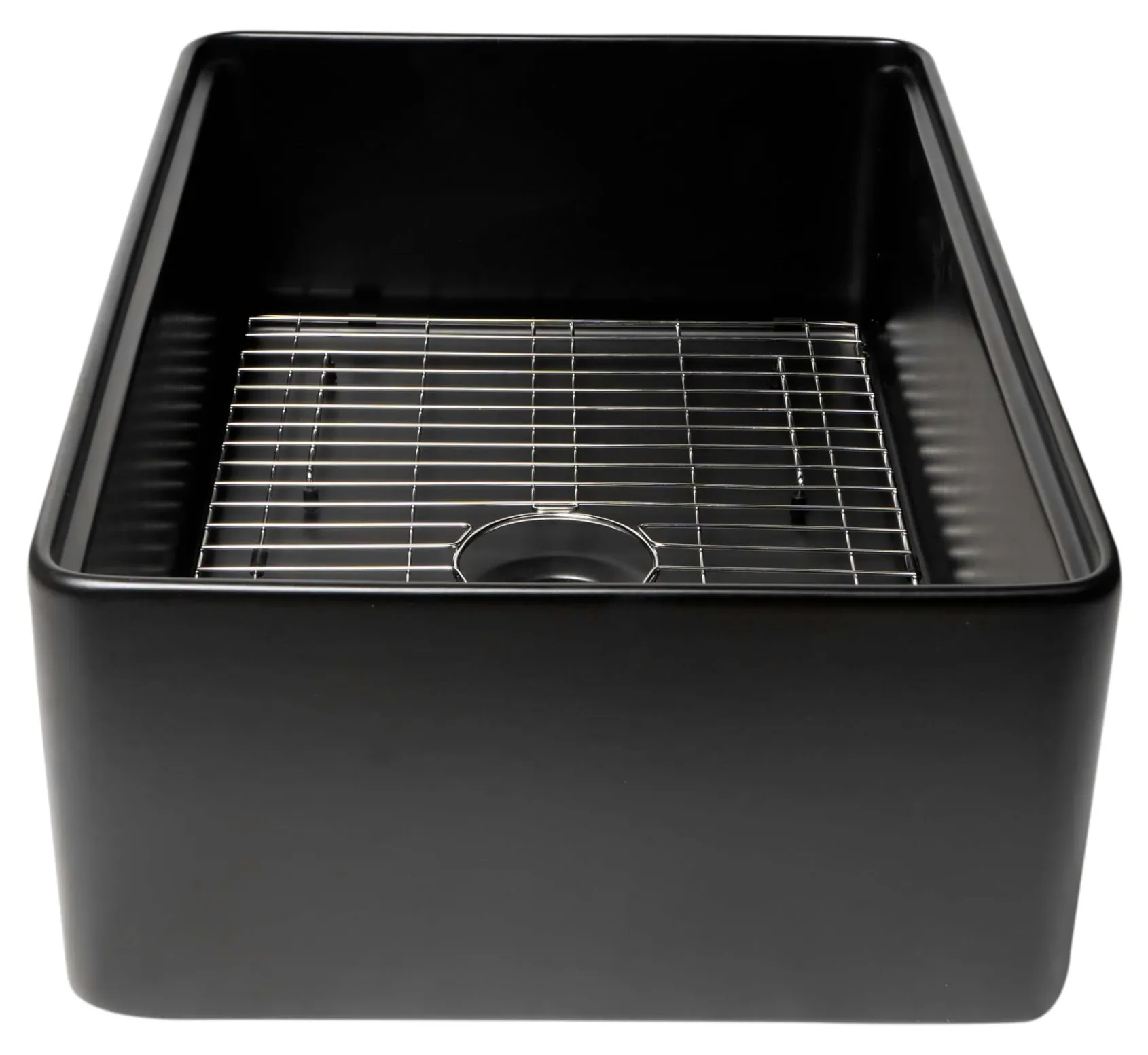ALFI brand 30" Fireclay Workstation Farmhouse Step Rim Sink with Accessories, Black Matte, No Faucet Hole, ABFS3020-BM