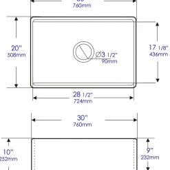 ALFI brand 30" Fireclay Workstation Farmhouse Step Rim Sink with Accessories, Gray Matte, No Faucet Hole, ABFS3020-GM