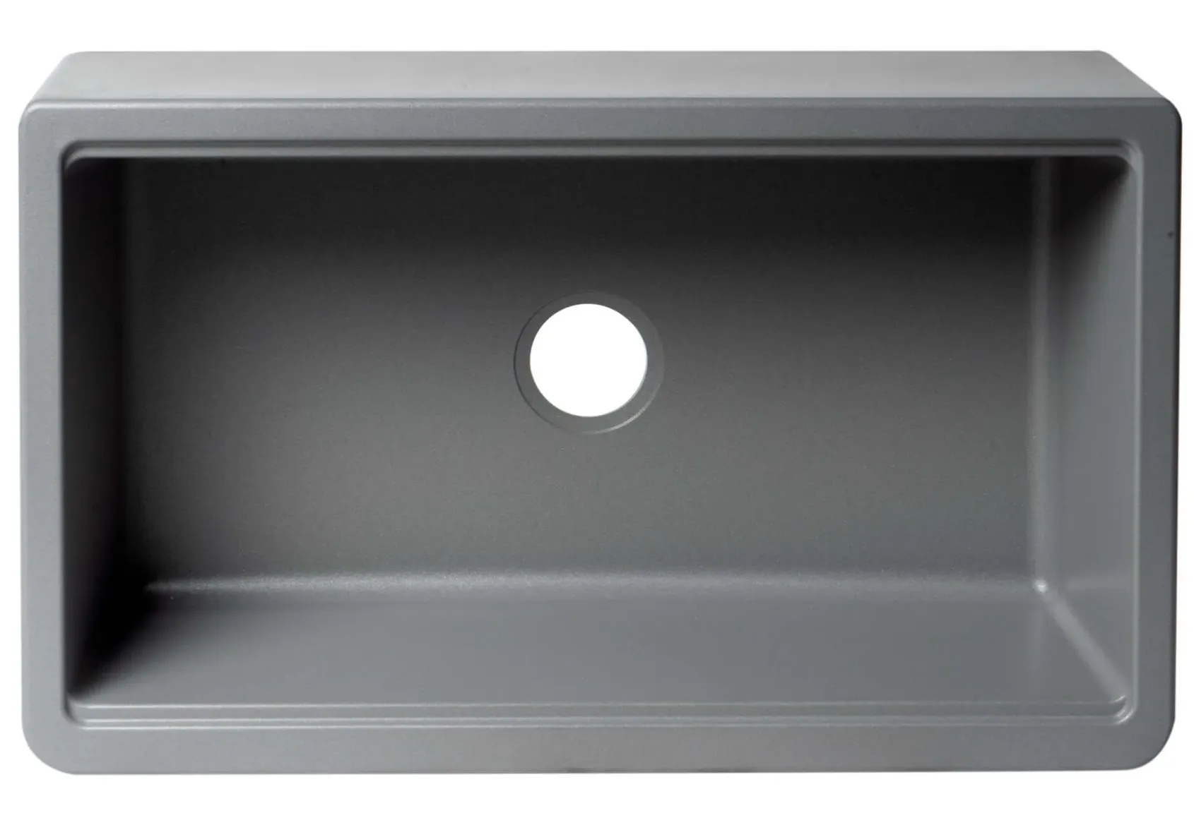 ALFI brand 33" Granite Composite Workstation Farmhouse Sink with Accessories, Titanium, No Faucet Hole, AB33FARM-T
