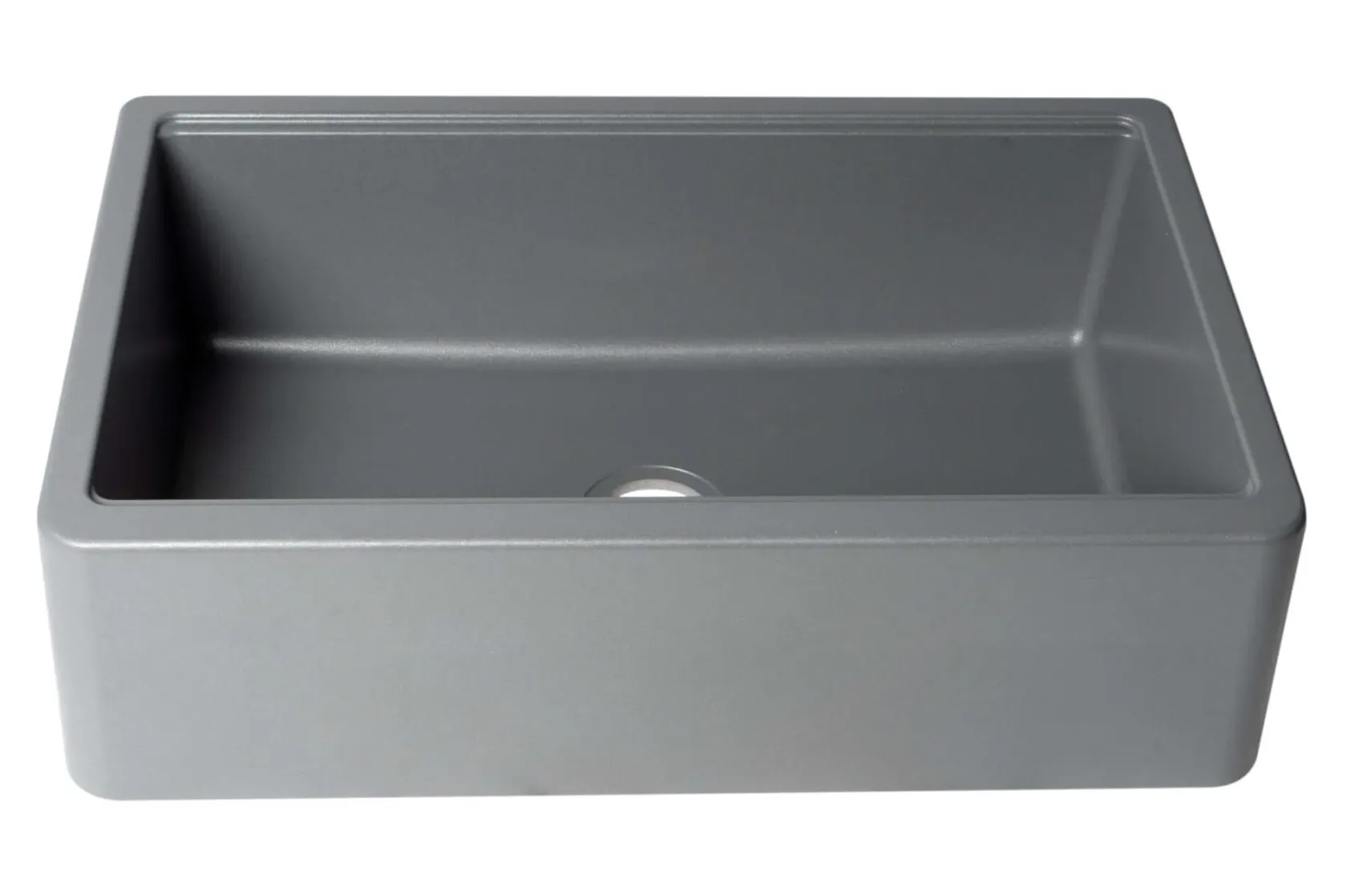 ALFI brand 33" Granite Composite Workstation Farmhouse Sink with Accessories, Titanium, No Faucet Hole, AB33FARM-T
