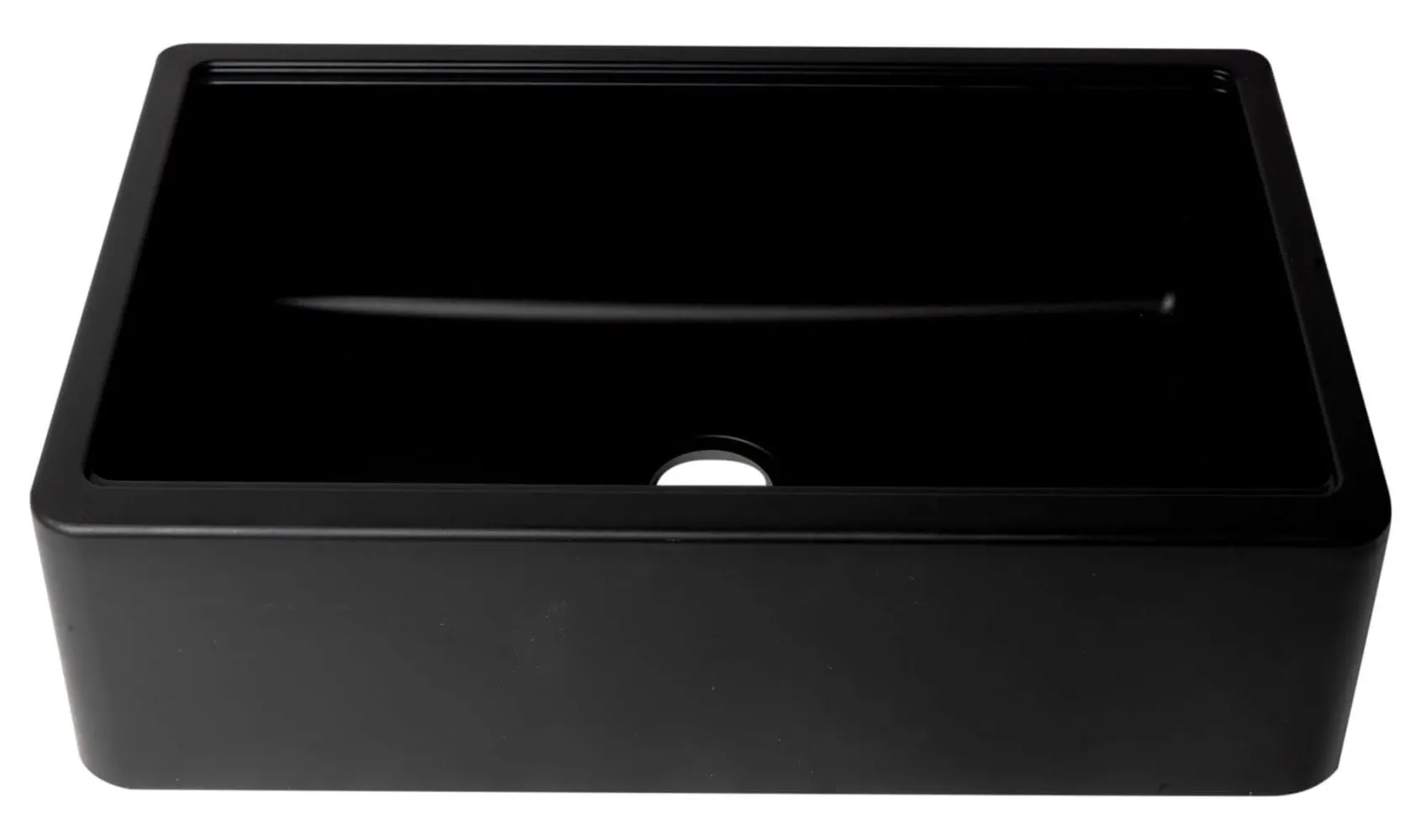ALFI brand 33" Granite Composite Workstation Farmhouse Sink with Accessories, Black, No Faucet Hole, AB33FARM-BLA