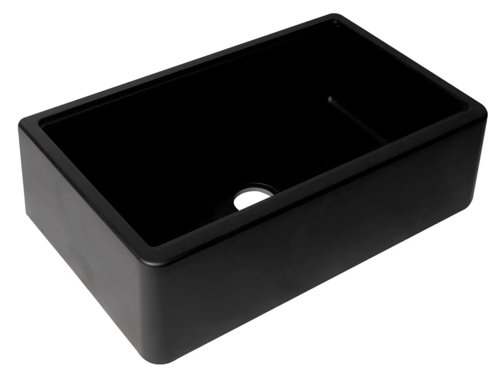 ALFI brand 33" Granite Composite Workstation Farmhouse Sink with Accessories, Black, No Faucet Hole, AB33FARM-BLA