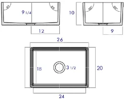 ALFI 26" Contemporary Smooth Fireclay Farmhouse Apron Sink, White, AB505-W