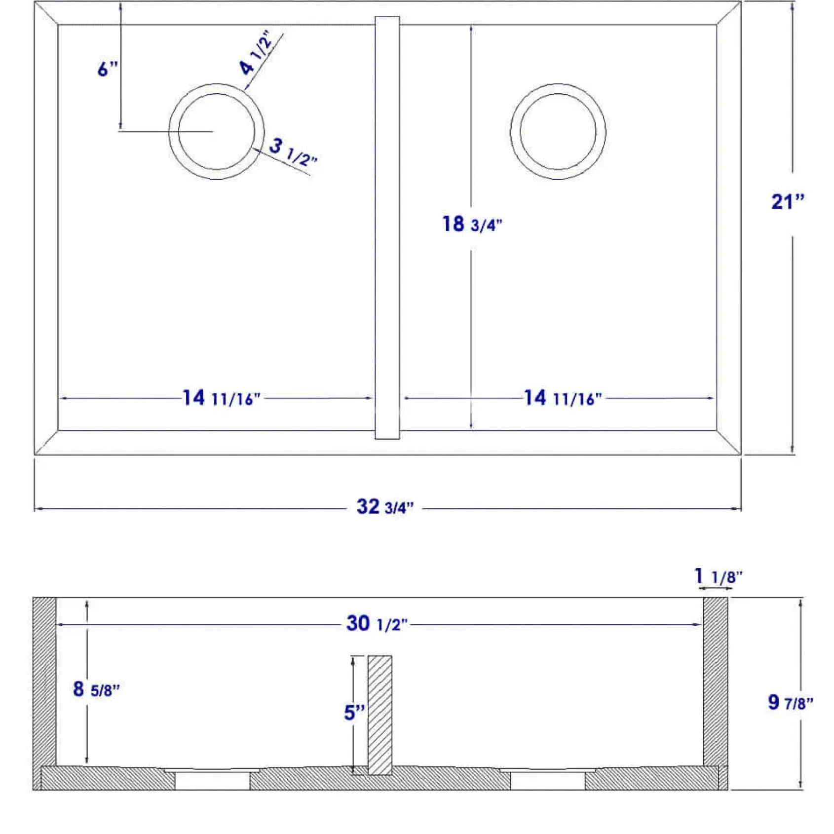 ALFI 33" Double Bowl Bowl Bamboo Farmhouse Apron Sink, AB3321
