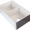 ALFI 32" Double Bowl Fireclay Farmhouse Apron Sink, Biscuit, AB539-B