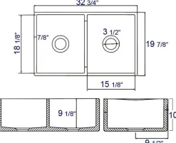ALFI 32" Double Bowl Fireclay Farmhouse Apron Sink, White, AB538-W