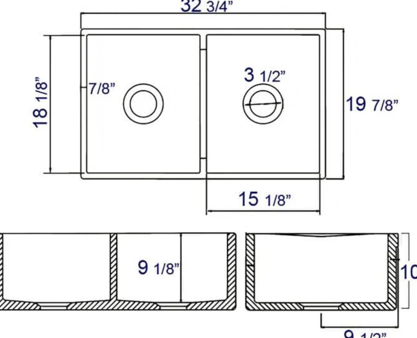 ALFI 32" Double Bowl Fireclay Farmhouse Apron Sink, White, AB538-W