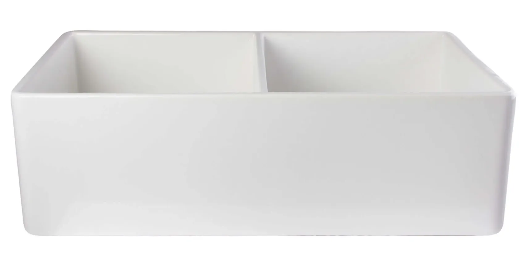 ALFI 32" Double Bowl Fireclay Farmhouse Apron Sink, White, AB538-W