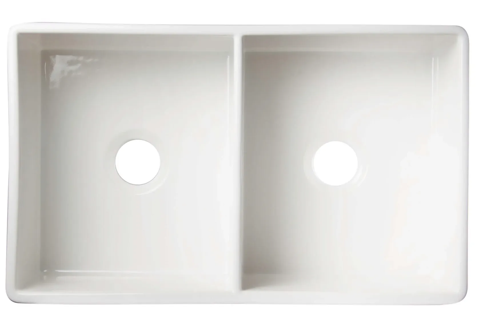 ALFI 32" Double Bowl Fireclay Farmhouse Apron Sink, White, AB538-W