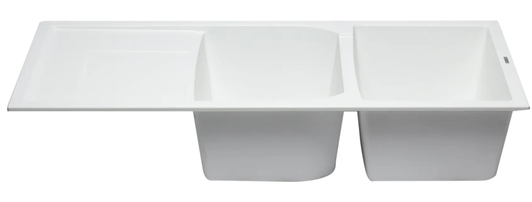 ALFI 46" Double Bowl Granite Composite Kitchen Sink with Drainboard, White, AB4620DI-W