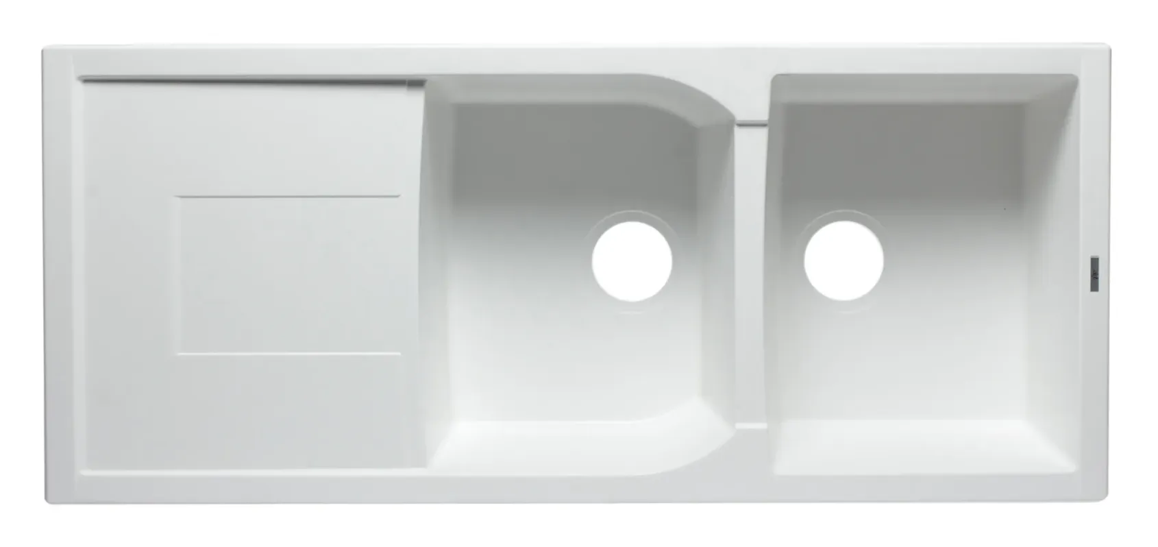 ALFI 46" Double Bowl Granite Composite Kitchen Sink with Drainboard, White, AB4620DI-W