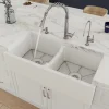 ALFI 39" Fireclay Double Bowl Bowl Farmhouse Apron Sink, White, AB3918DB-W