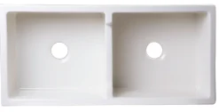 ALFI 39" Fireclay Double Bowl Bowl Farmhouse Apron Sink, Biscuit, AB3918DB-B