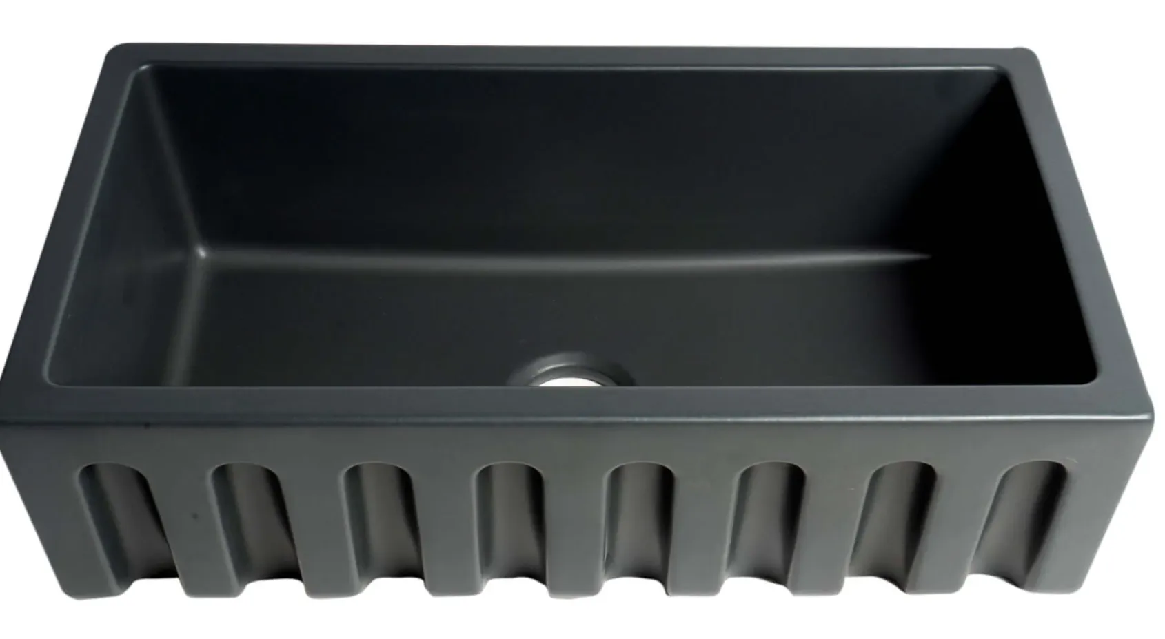 ALFI 33" Fireclay Farmhouse Kitchen Sink, Single Bowl, Reversible, Black Matte, AB3318HS-BM