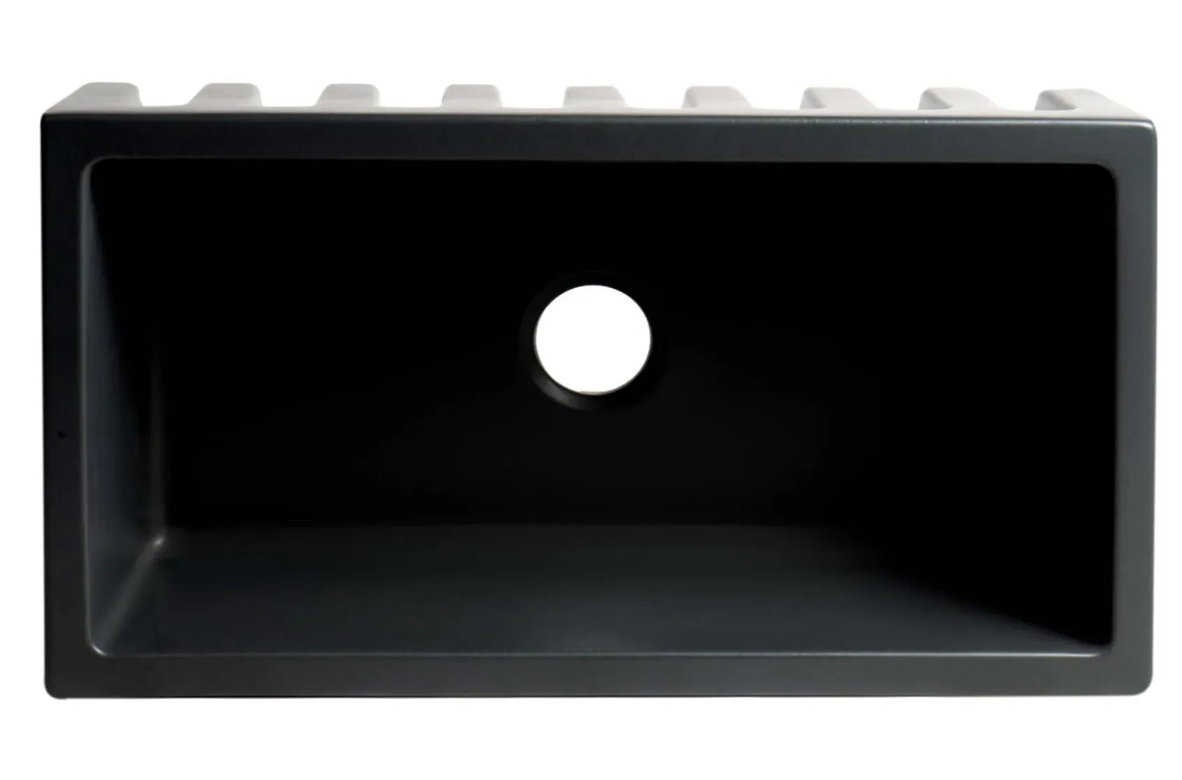 ALFI 33" Fireclay Farmhouse Kitchen Sink, Single Bowl, Reversible, Black Matte, AB3318HS-BM