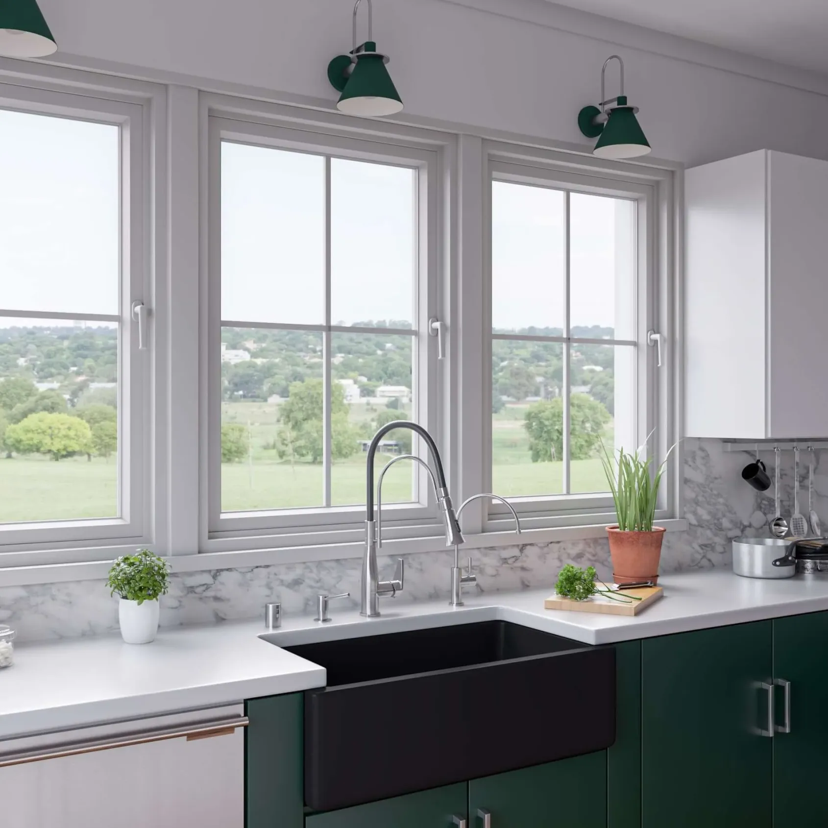 ALFI 33" Fireclay Farmhouse Kitchen Sink, Single Bowl, Reversible, Black Matte, AB3318HS-BM