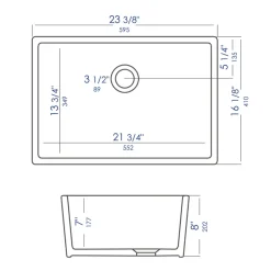 ALFI 23" Fireclay Smooth Apron Single Bowl Farmhouse Apron Sink, White, AB503-W