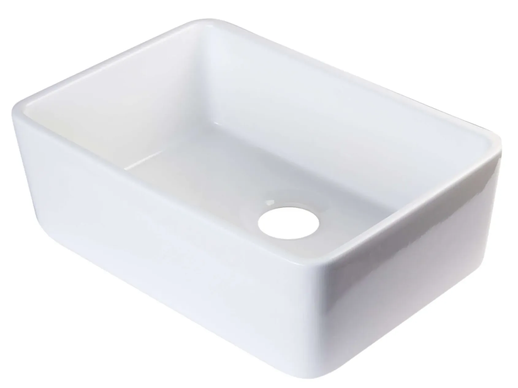 ALFI 23" Fireclay Smooth Apron Single Bowl Farmhouse Apron Sink, White, AB503-W