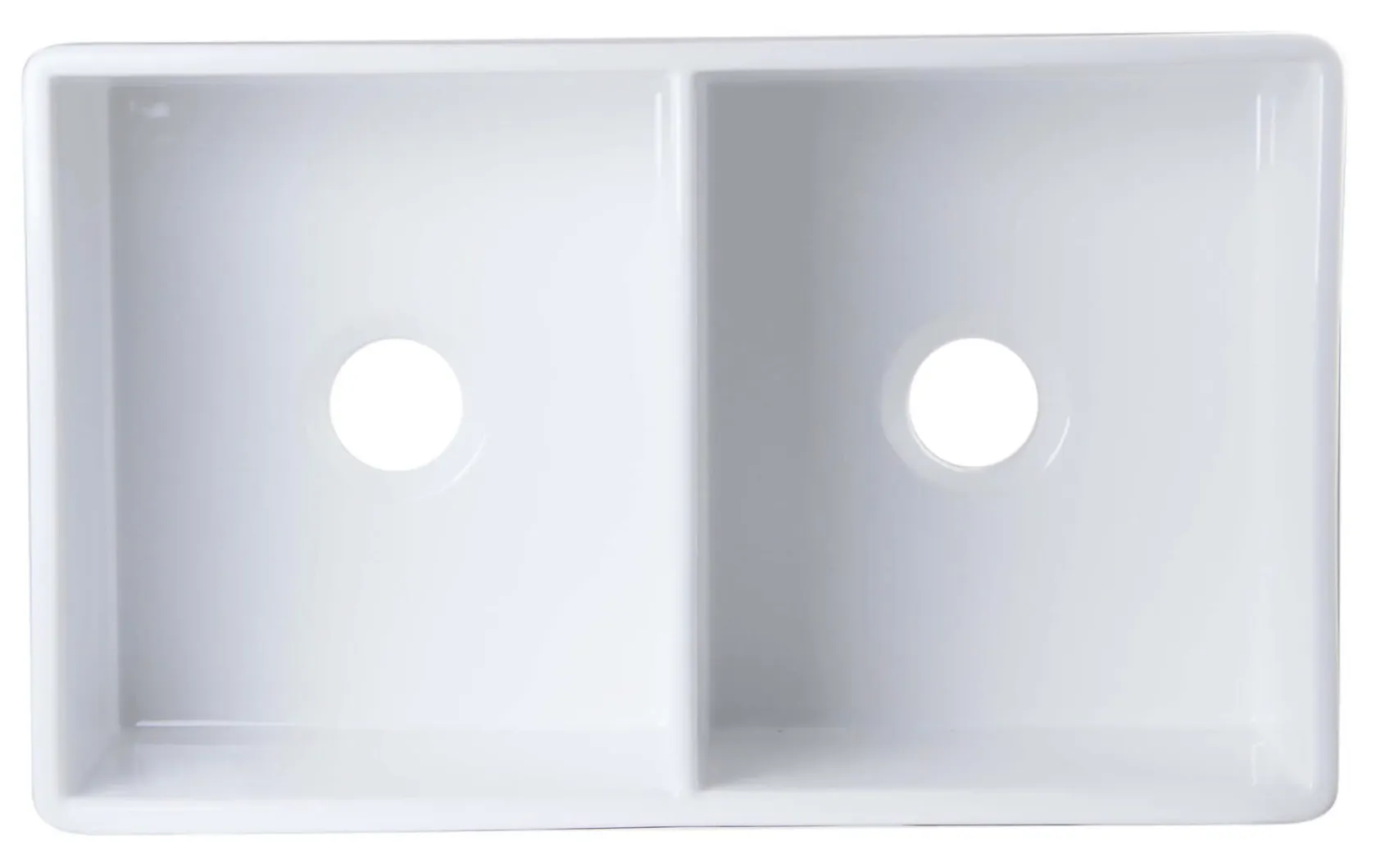 ALFI 32" Fluted Double Bowl Fireclay Farmhouse Apron Sink, White, AB537-W