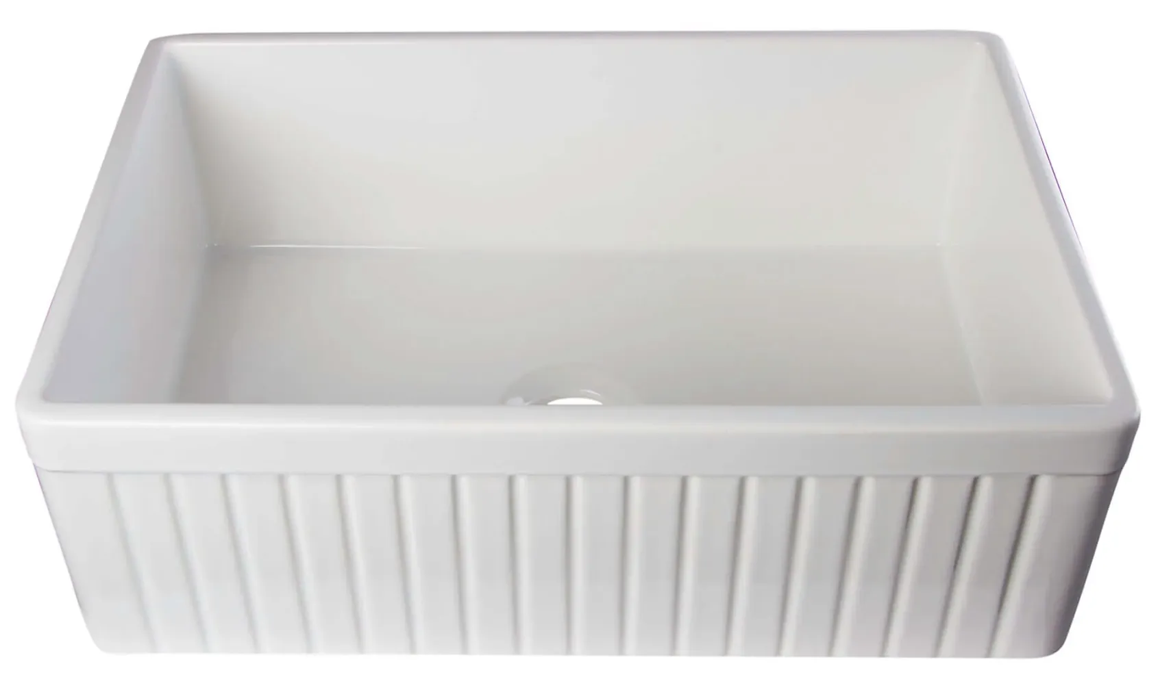 ALFI 30" Fluted Single Bowl Fireclay Farmhouse Apron Sink, White, AB509-W