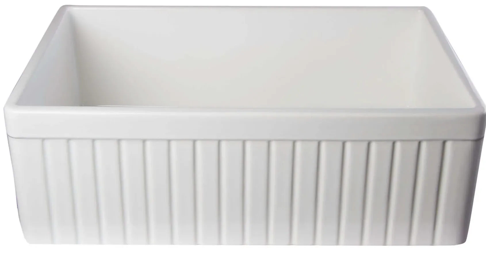 ALFI 30" Fluted Single Bowl Fireclay Farmhouse Apron Sink, White, AB509-W