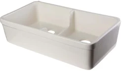 ALFI 32" Short Wall Double Bowl Fireclay Farmhouse Apron Sink, Biscuit, AB5123-B