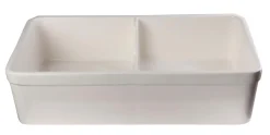 ALFI 32" Short Wall Double Bowl Fireclay Farmhouse Apron Sink, Biscuit, AB5123-B