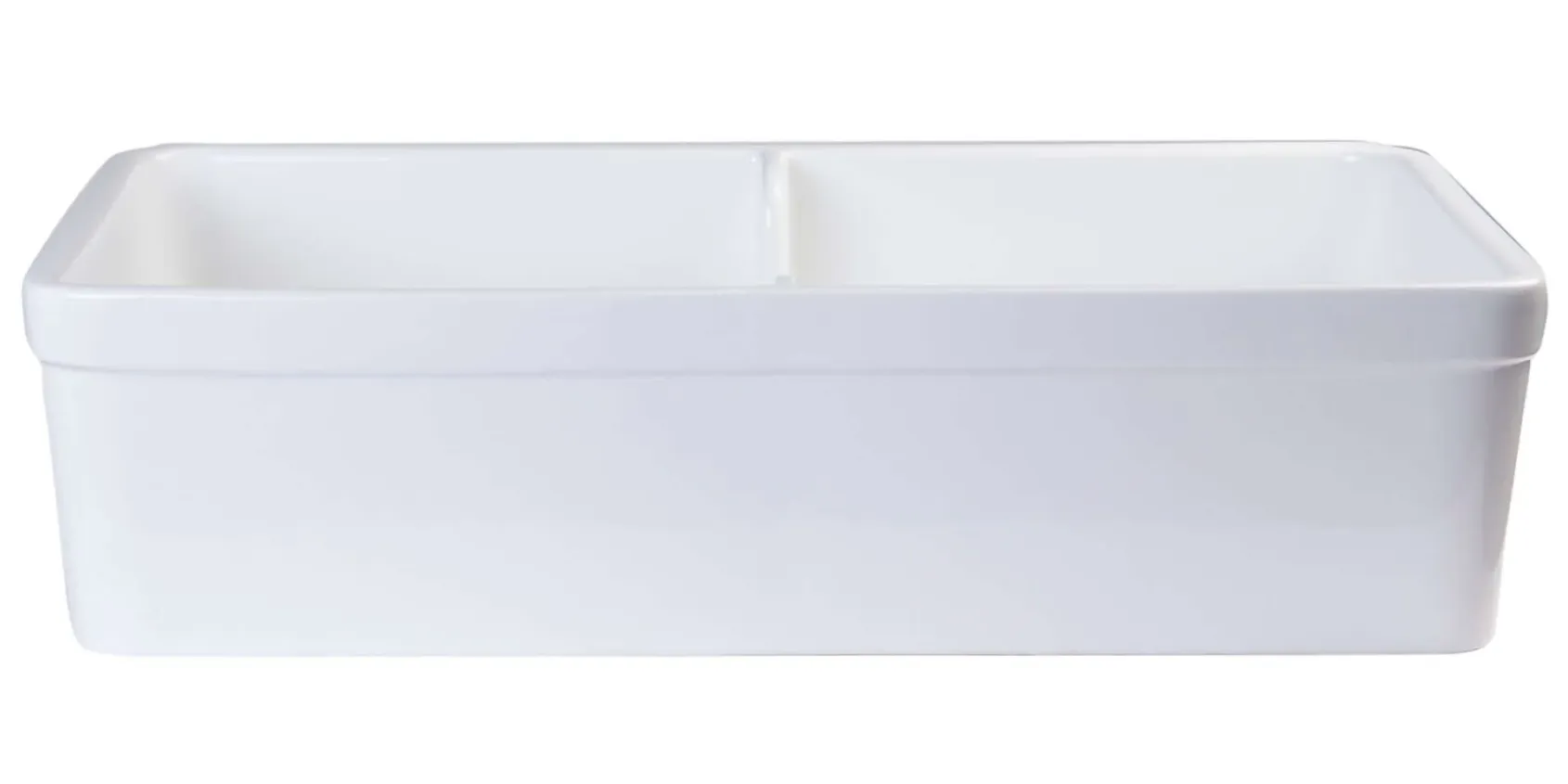 ALFI 32" Short Wall Double Bowl Fireclay Farmhouse Apron Sink, White, AB5123-W