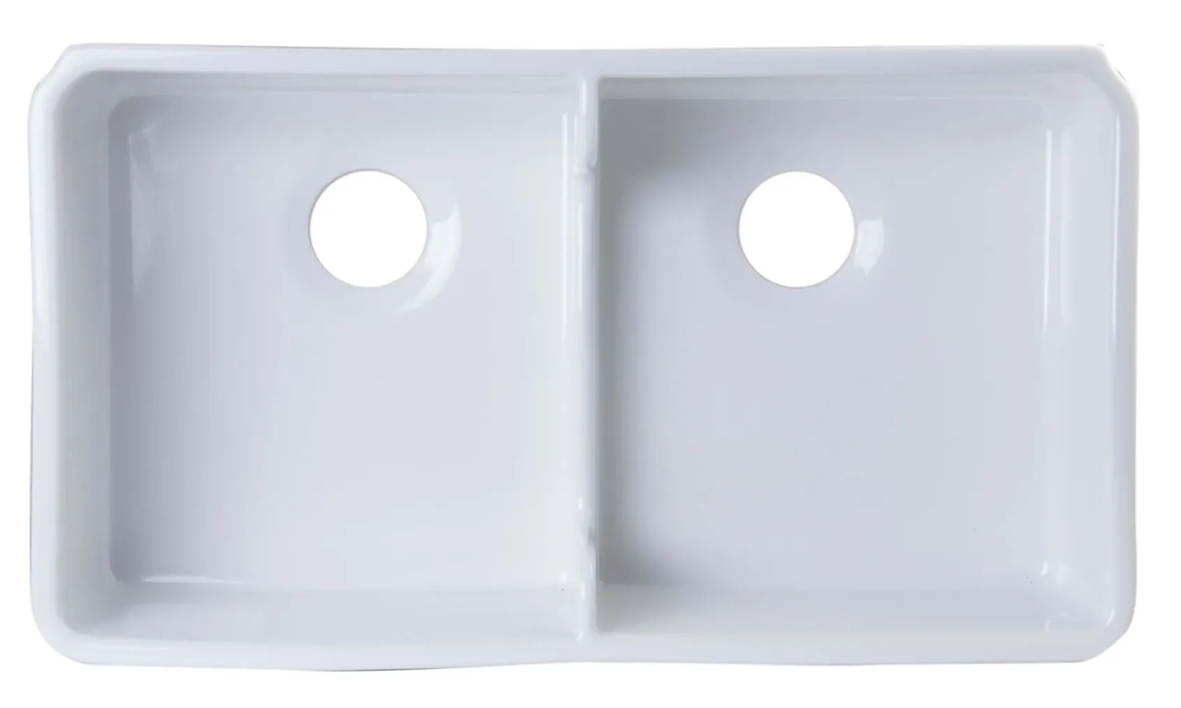 ALFI 32" Short Wall Double Bowl Fireclay Farmhouse Apron Sink, White, AB5123-W