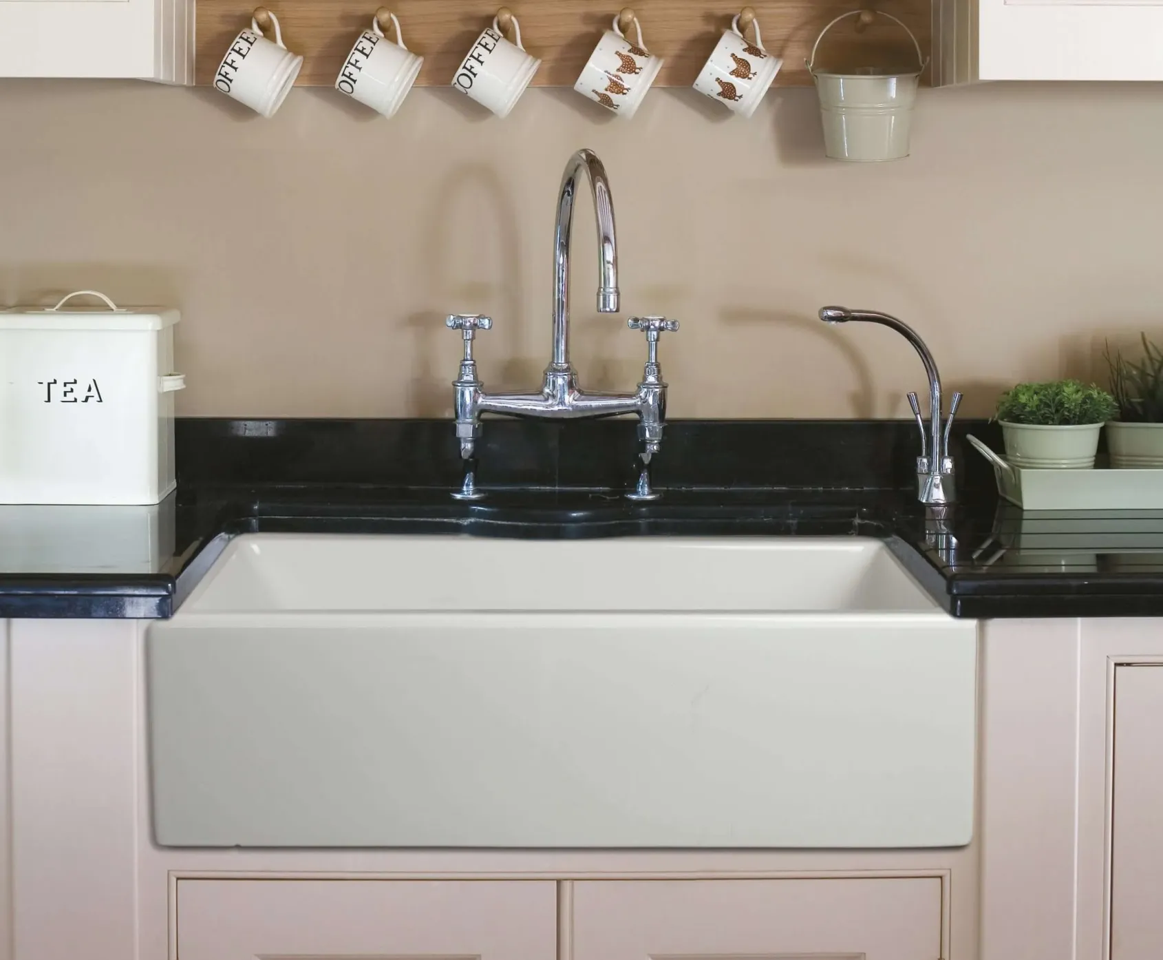 ALFI 30" Single Bowl Fireclay Farmhouse Apron Sink, White, Reversible, AB3018HS-W