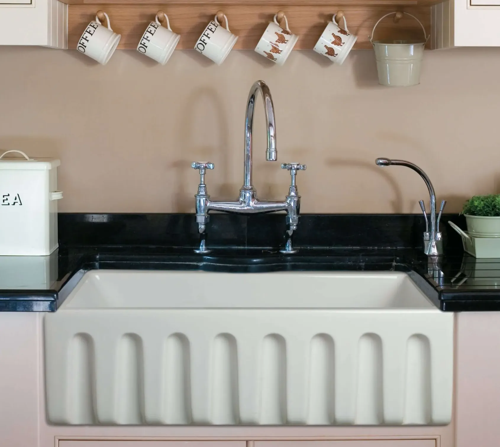 ALFI 30" Single Bowl Fireclay Farmhouse Apron Sink, White, Reversible, AB3018HS-W