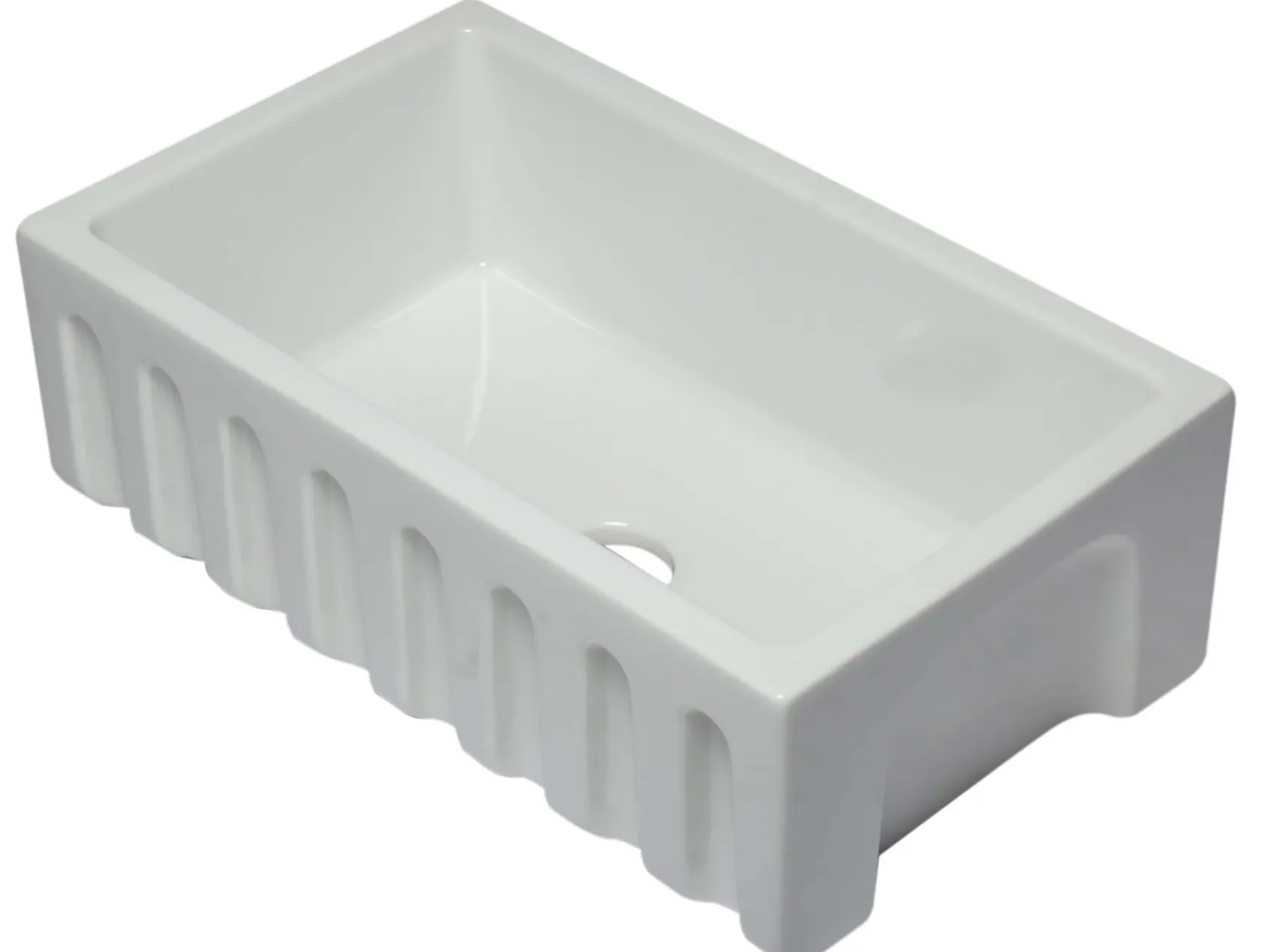 ALFI 30" Single Bowl Fireclay Farmhouse Apron Sink, White, Reversible, AB3018HS-W