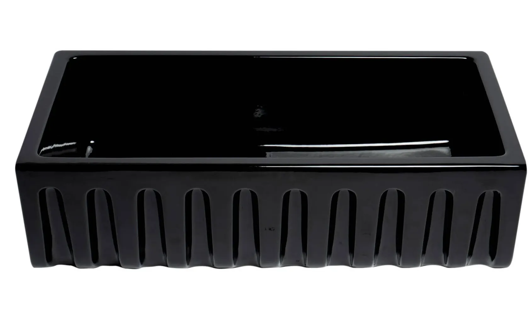 ALFI 36" Single Bowl Fireclay Farmhouse Kitchen Sink, Black Gloss, Reversible, AB3618HS-BG