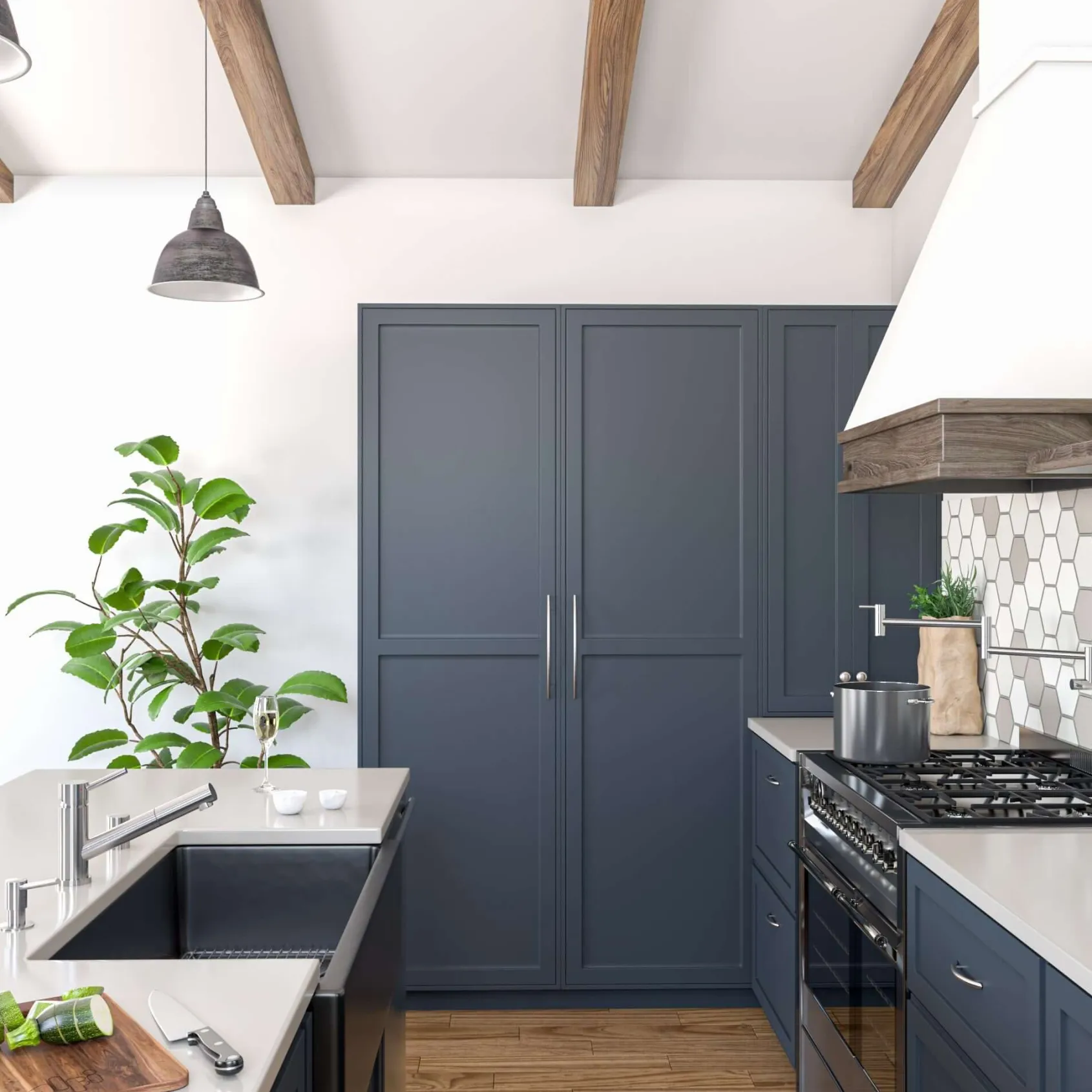 ALFI 36" Single Bowl Fireclay Farmhouse Kitchen Sink, Black Gloss, Reversible, AB3618HS-BG