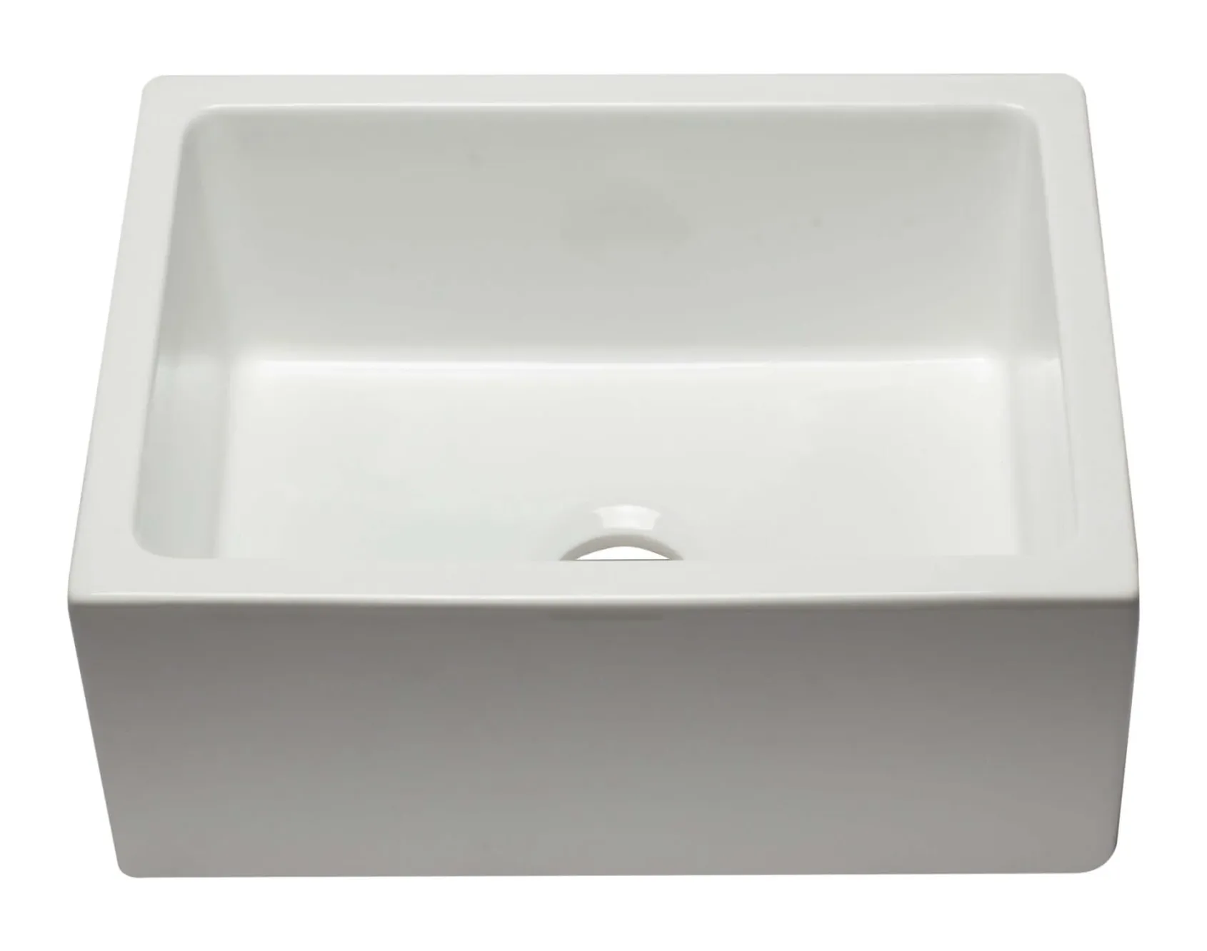 ALFI 24" Single Bowl Fireclay Farmhouse Apron Sink, White, Reversible, AB2418HS-W