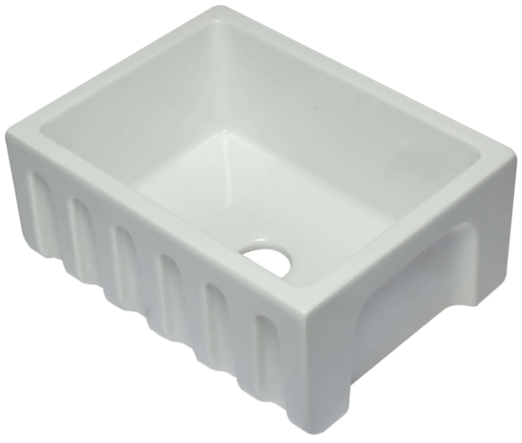 ALFI 24" Single Bowl Fireclay Farmhouse Apron Sink, White, Reversible, AB2418HS-W