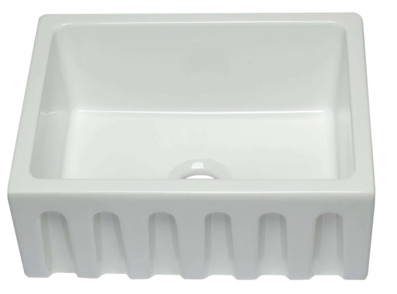 ALFI 24" Single Bowl Fireclay Farmhouse Apron Sink, White, Reversible, AB2418HS-W