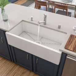 ALFI 36" Single Bowl Fireclay Farmhouse Kitchen Sink, White, Reversible, AB3618HS-W