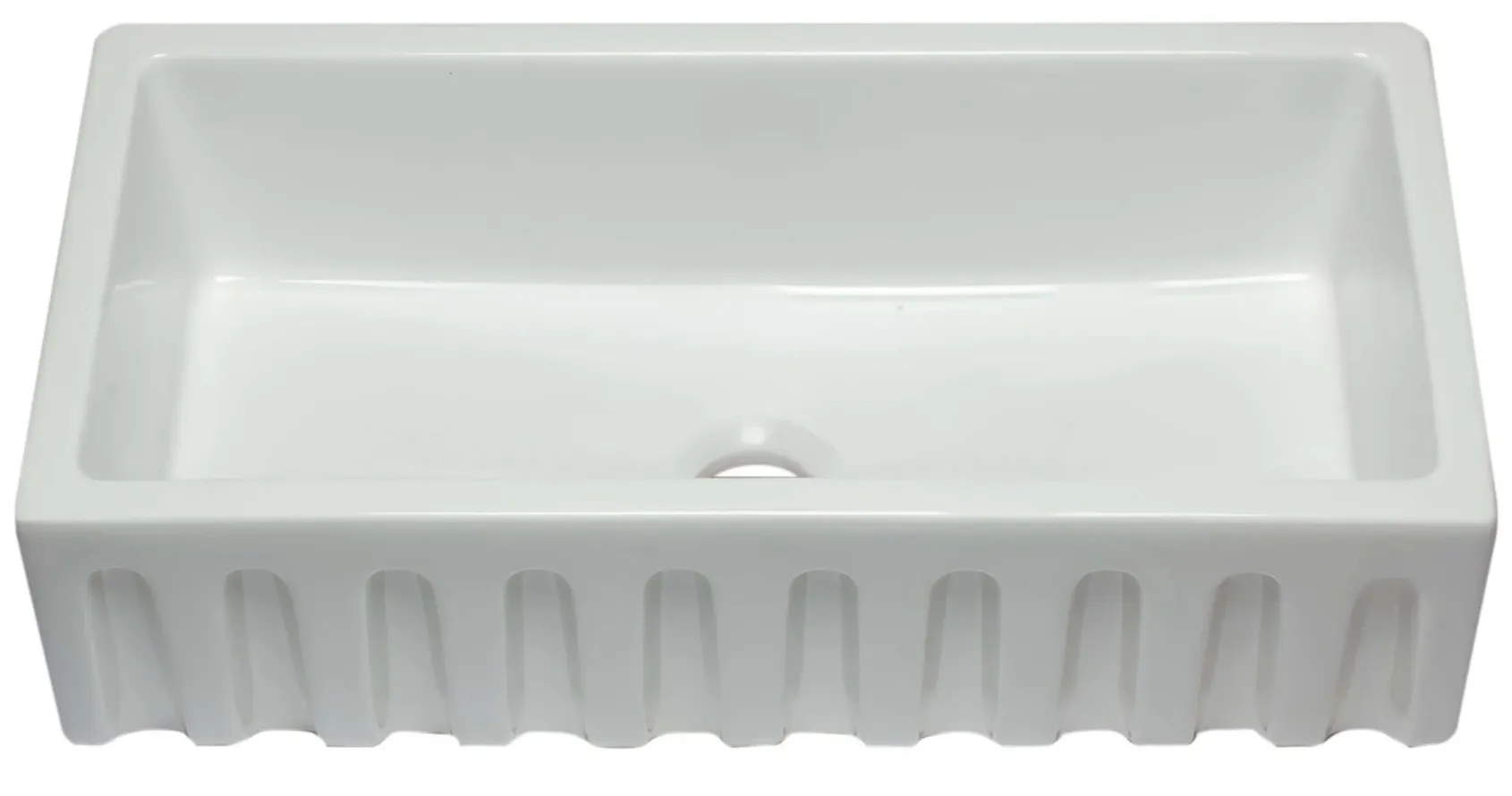 ALFI 36" Single Bowl Fireclay Farmhouse Kitchen Sink, White, Reversible, AB3618HS-W