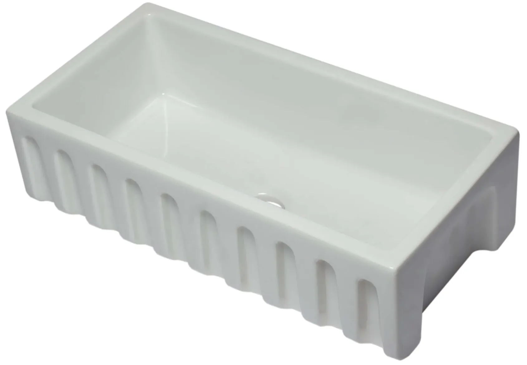 ALFI 36" Single Bowl Fireclay Farmhouse Kitchen Sink, White, Reversible, AB3618HS-W