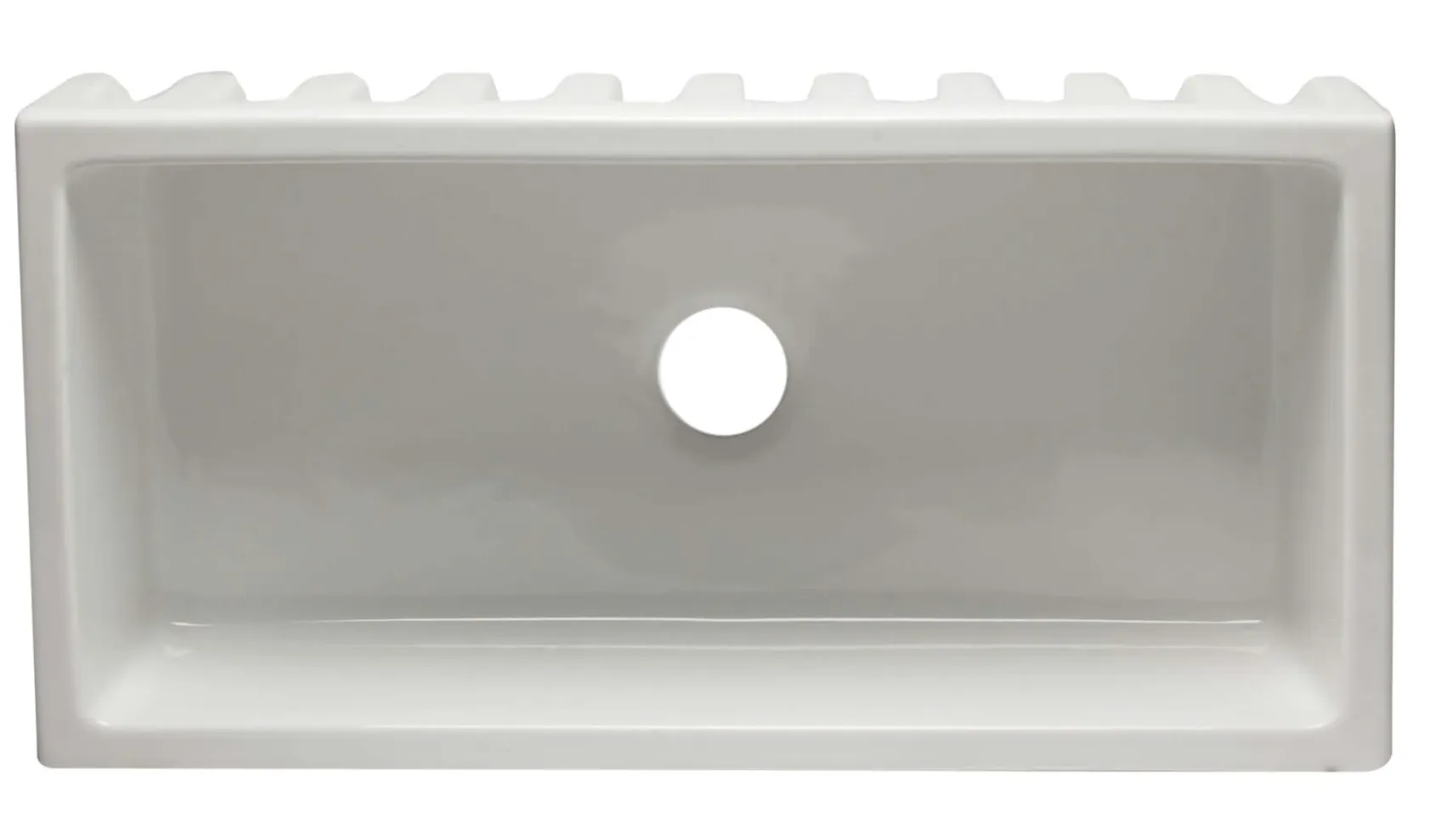 ALFI 36" Single Bowl Fireclay Farmhouse Kitchen Sink, White, Reversible, AB3618HS-W