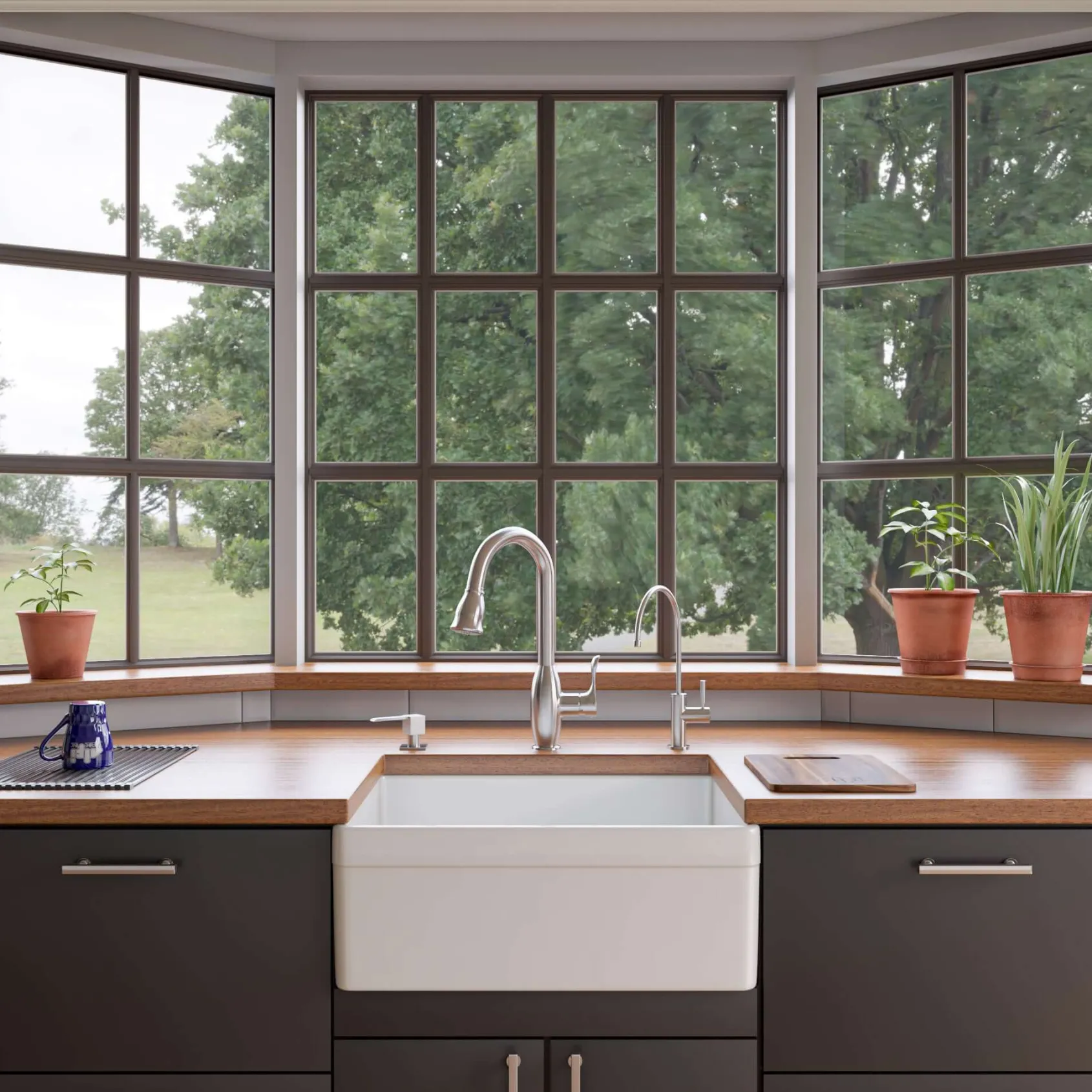 ALFI 26" Single Bowl Fireclay Farmhouse Apron Sink, White, Decorative, AB506-W
