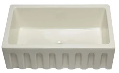 ALFI 30" Single Bowl Fireclay Farmhouse Apron Sink, Biscuit, Reversible, AB3018HS-B