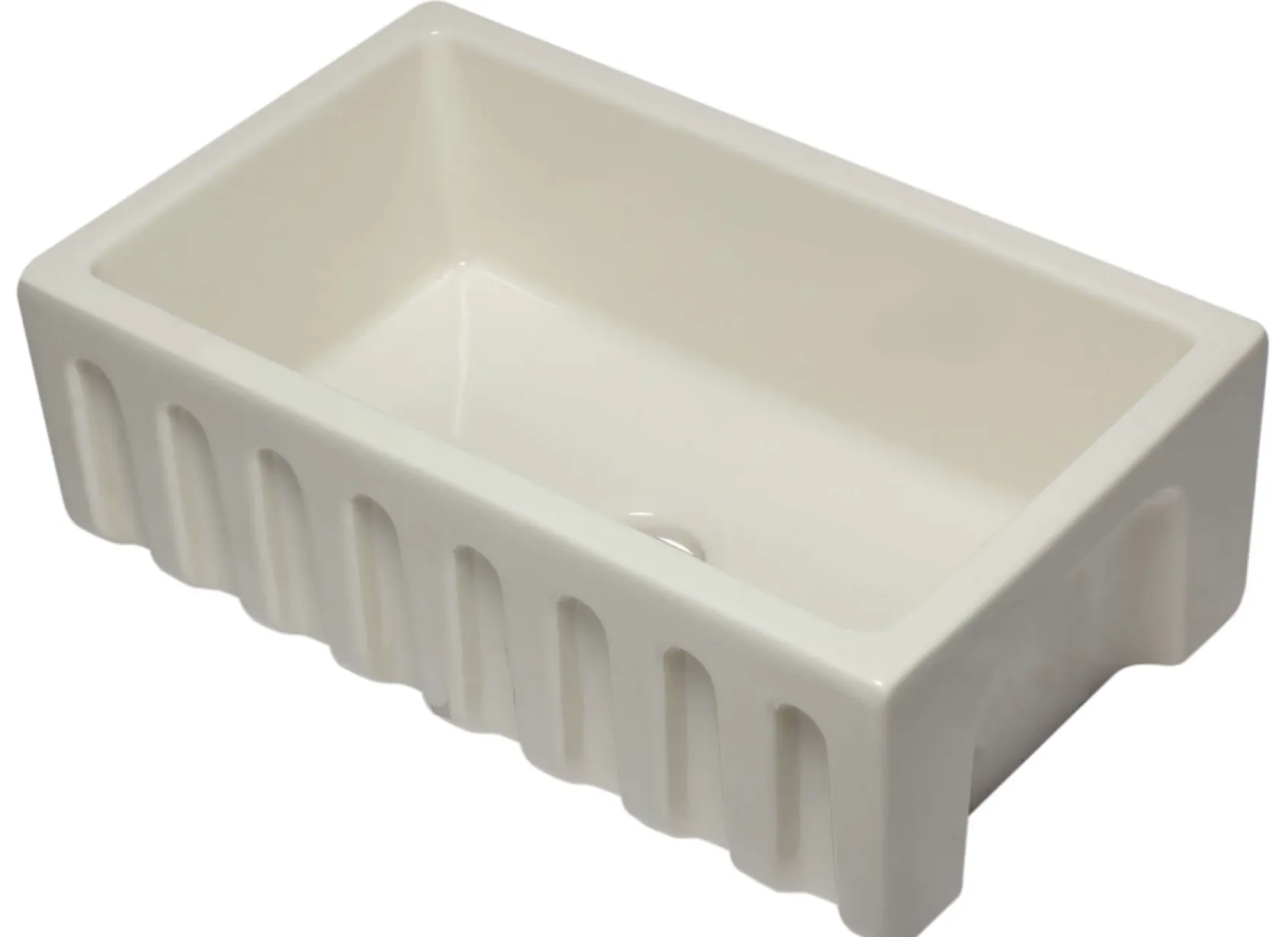 ALFI 30" Single Bowl Fireclay Farmhouse Apron Sink, Biscuit, Reversible, AB3018HS-B