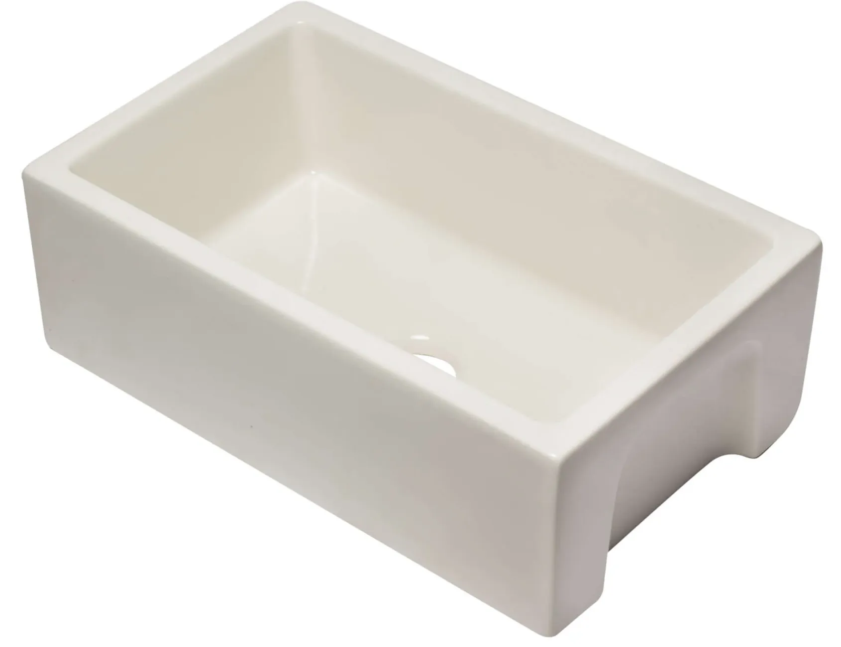 ALFI 30" Single Bowl Fireclay Farmhouse Apron Sink, Biscuit, Reversible, AB3018HS-B