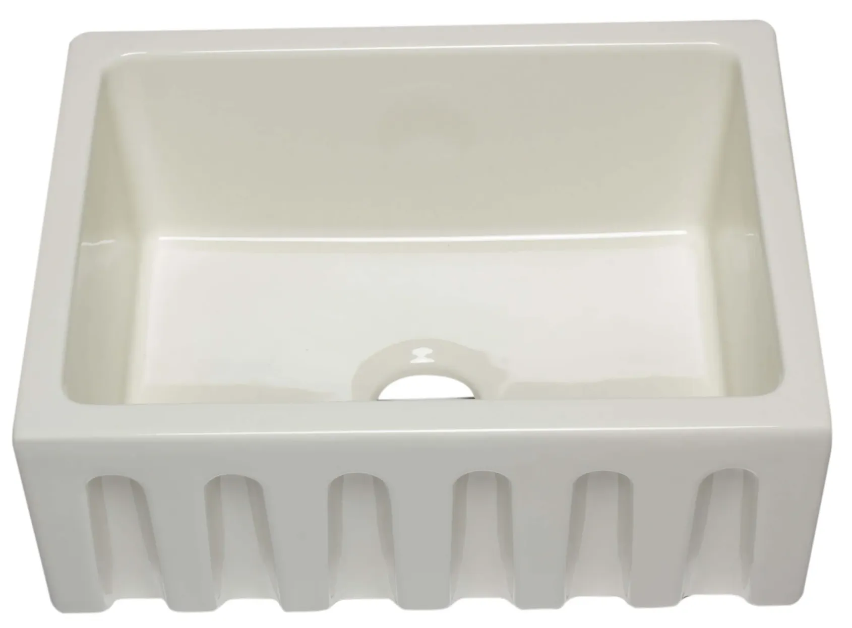 ALFI 24" Single Bowl Fireclay Farmhouse Apron Sink, Biscuit, Reversible, AB2418HS-B