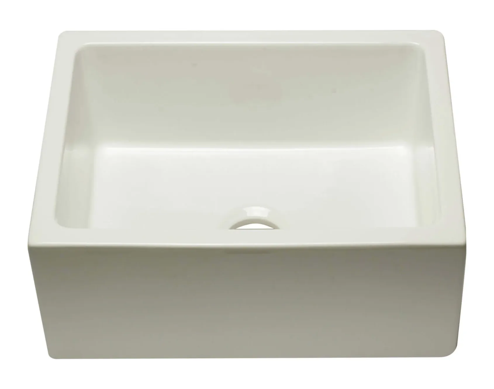 ALFI 24" Single Bowl Fireclay Farmhouse Apron Sink, Biscuit, Reversible, AB2418HS-B