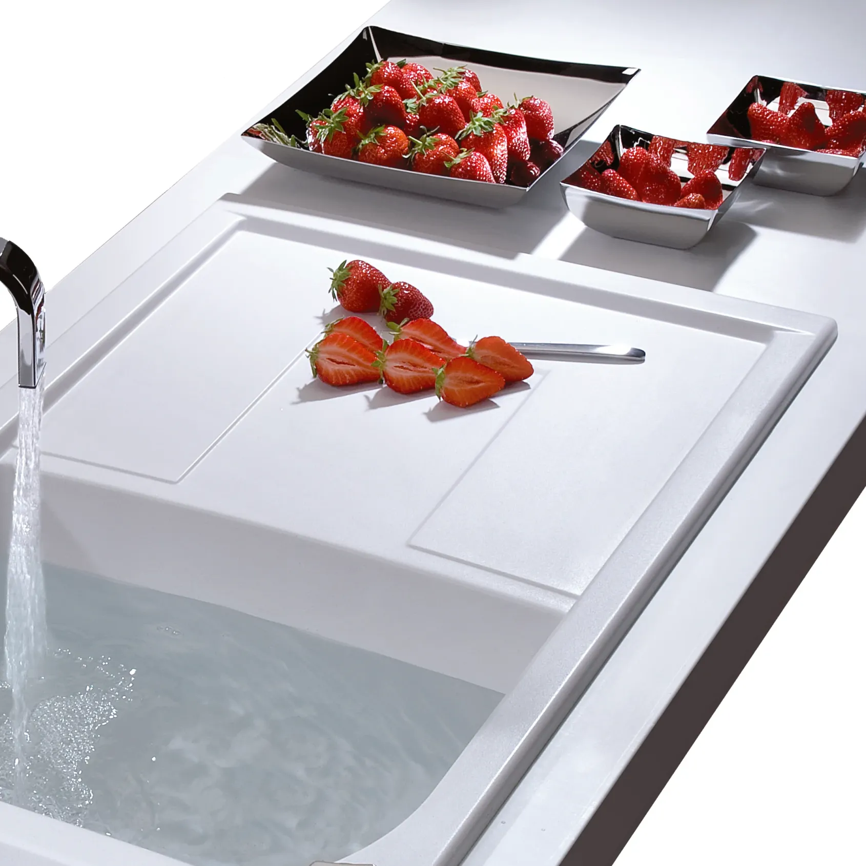 ALFI 34" Single Bowl Granite Composite Kitchen Sink with Drainboard, White, AB1620DI-W