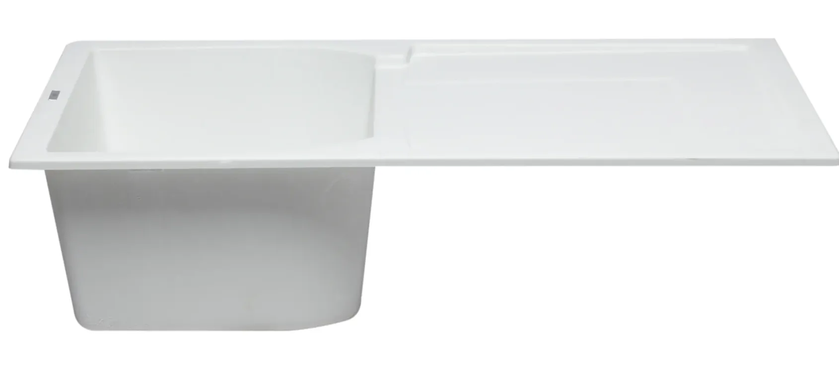 ALFI 34" Single Bowl Granite Composite Kitchen Sink with Drainboard, White, AB1620DI-W